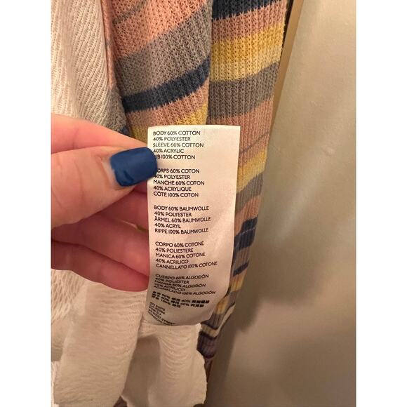 Free People Women's Striped Knit Tunic Top Balloon Sleeve Multicolor Size Small - Picture 7 of 8